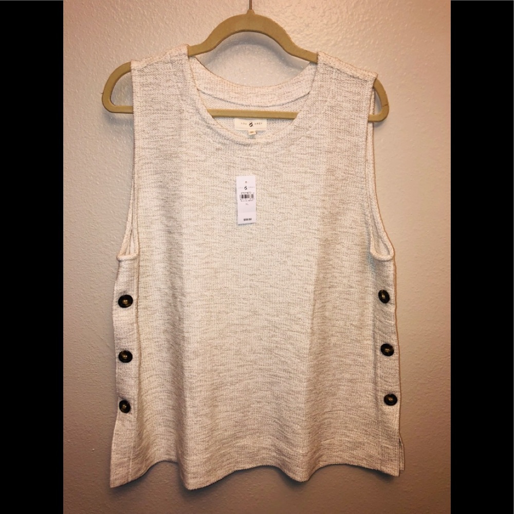 NWOT Lou & Grey Button Detail Sweater Tank Gray XL